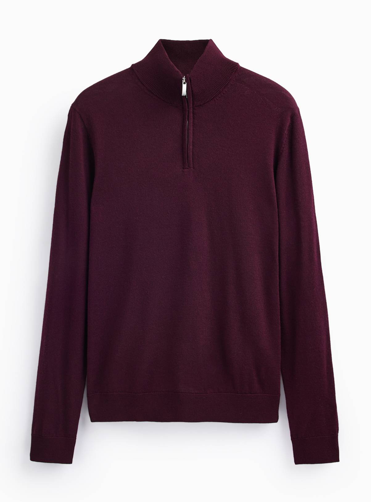 Dark Red Merino Wool Half-Zip Jumper XXXL - Image 1